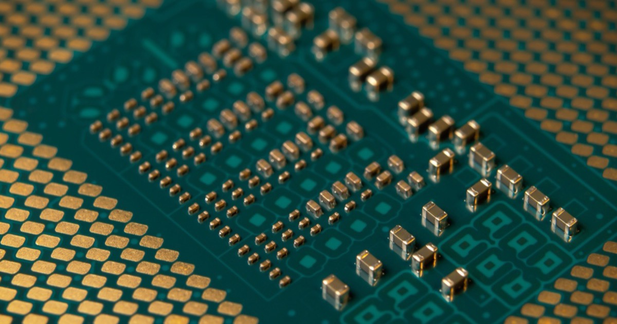 Close-up of a modern microprocessor circuit board, reflecting the semiconductor-led rebound in the June 18 market session.