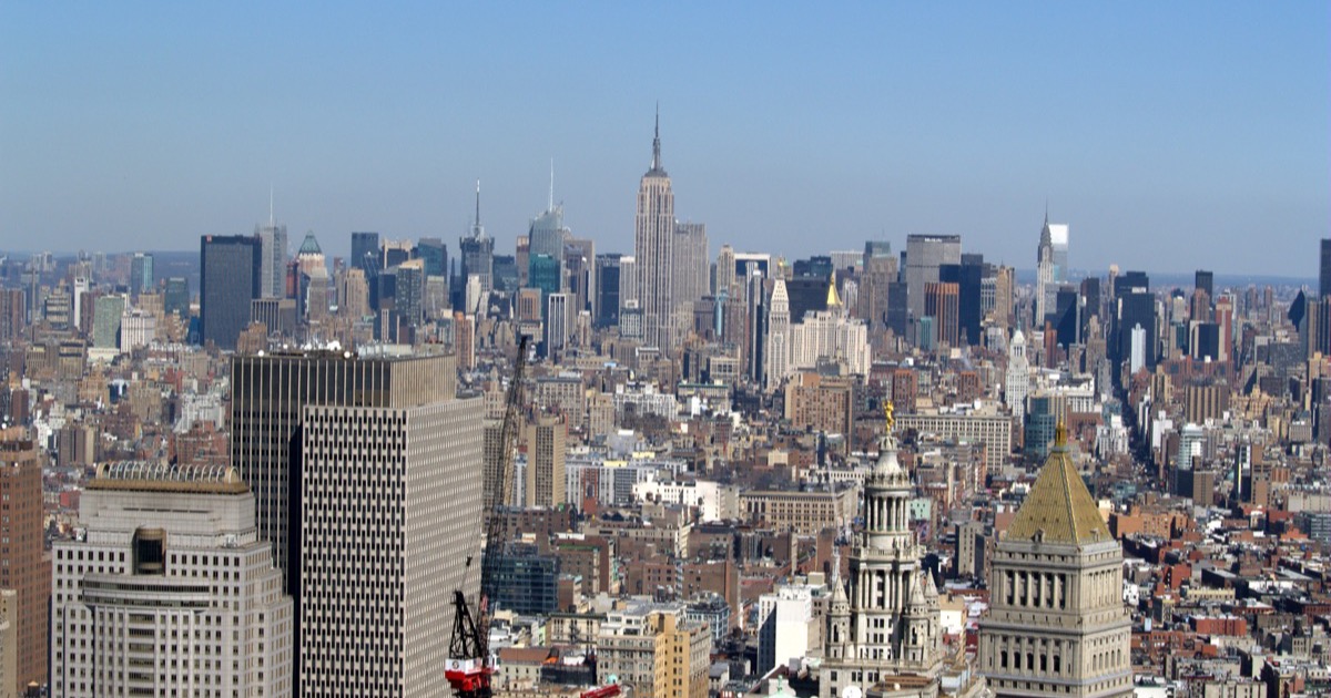 The Midtown Manhattan skyline seen from Wall Street, where stocks rebounded to open the quarter-end week on June 29, 2026.