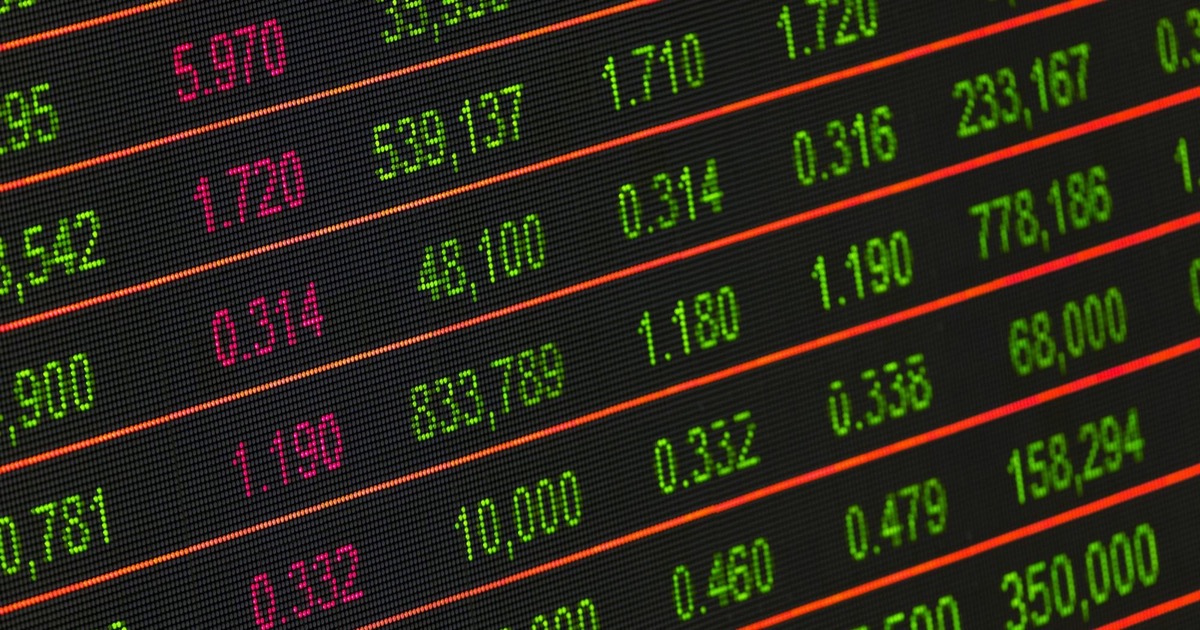 Close-up of a trading desk monitor showing stock charts and financial data &mdash; end-of-day market analysis.