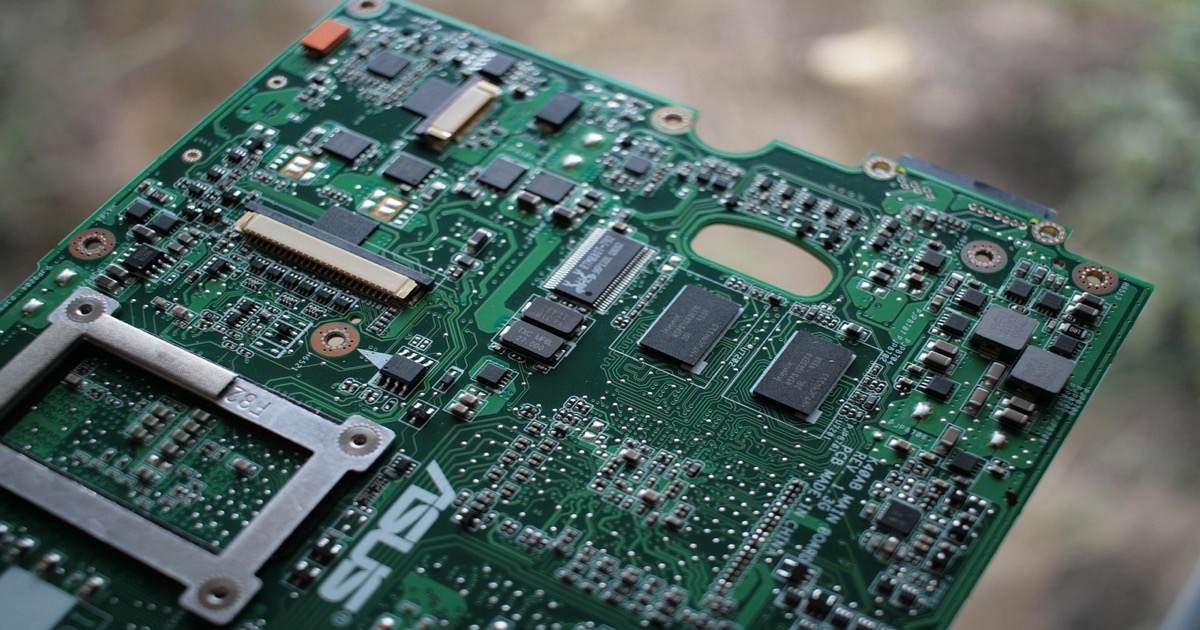 Close-up of a semiconductor circuit board with microchips representing the AMD-led chip rally on May 6, 2026