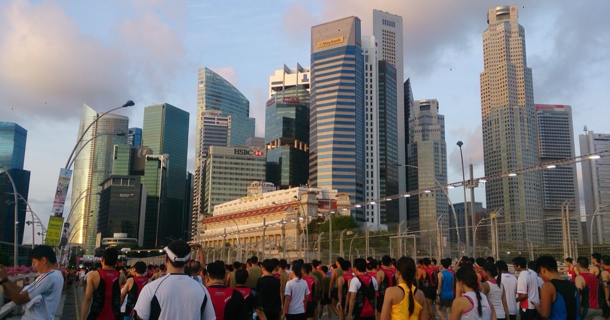 The Marina Bay financial district skyline in Singapore, marking the first trading day of the second half of 2026 on July 1.