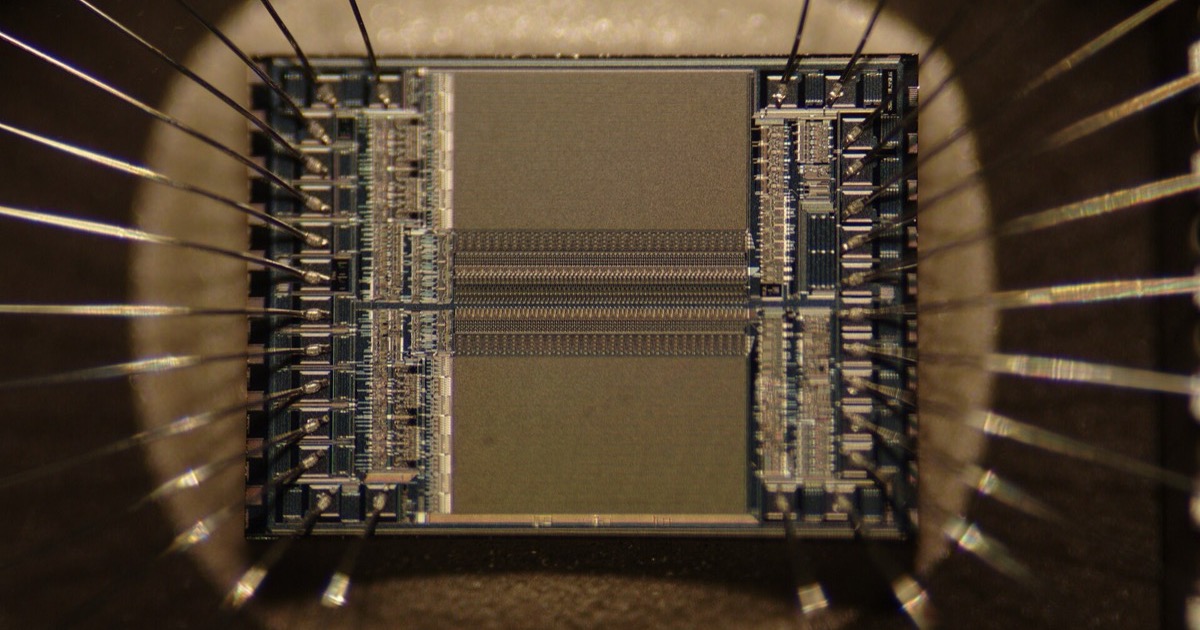 A macro photograph of a silicon microchip die, on the morning of July 16, 2026.