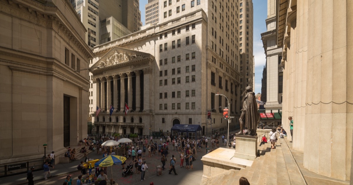 The facade of the New York Stock Exchange on Wall Street, on the morning of July 29, 2026.