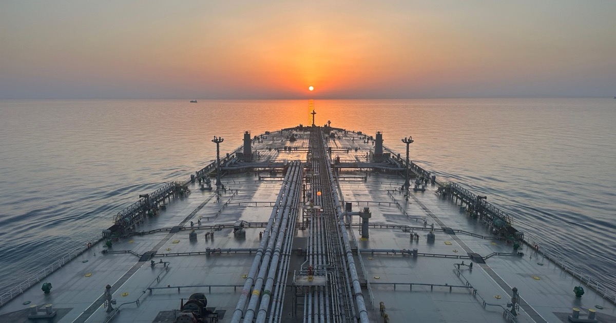 An oil tanker deck faces a sunrise over calm water, matching the June 11, 2026 morning update on futures, Iran oil risk and inflation data.