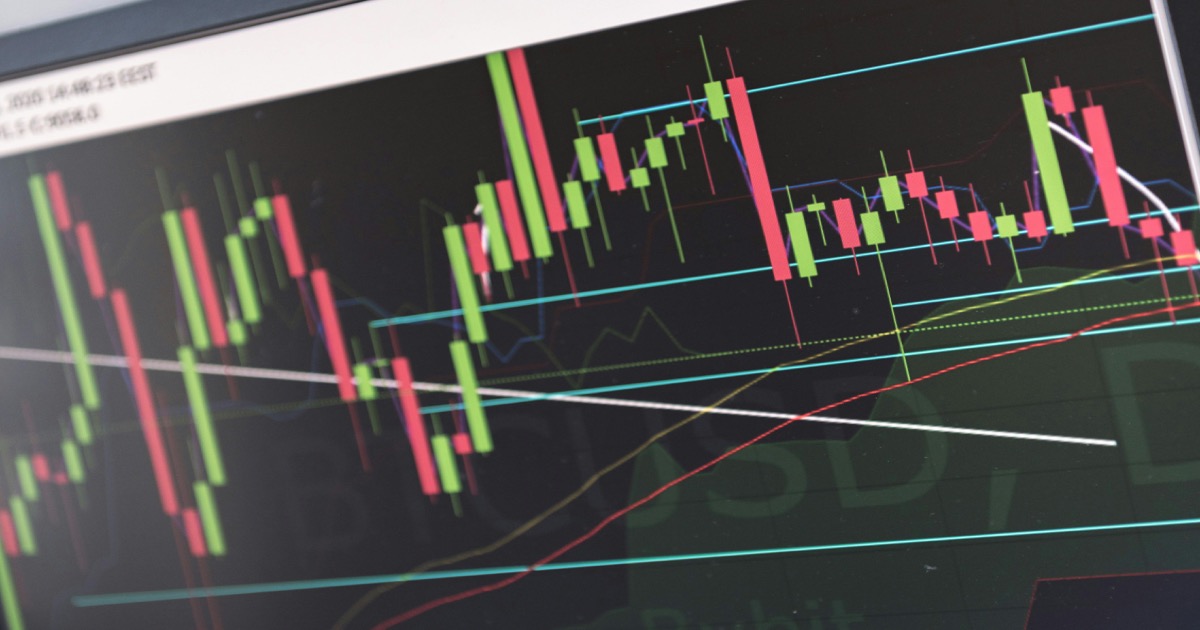 Red and green stock market trading chart — morning update March 23, 2026