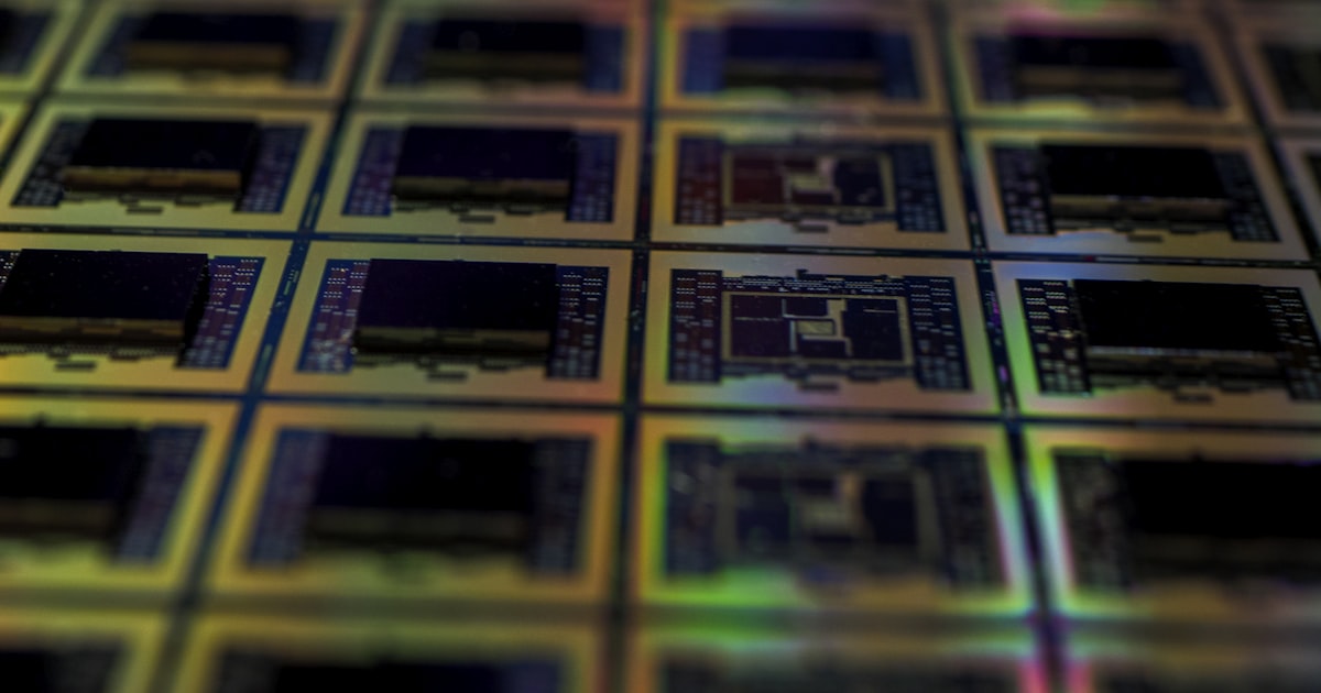 Close-up of semiconductor chip circuitry representing Cerebras AI chip IPO